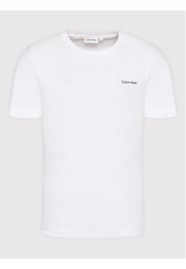 Calvin Klein T-Shirt Micro Logo Interlock K10K109894 Biały Regular Fit. Kolor: biały. Materiał: bawełna