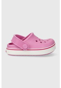 Crocs klapki dziecięce CROCBAND CLEAN CLOG kolor różowy. Nosek buta: okrągły. Kolor: różowy. Materiał: materiał, guma. Wzór: gładki #1