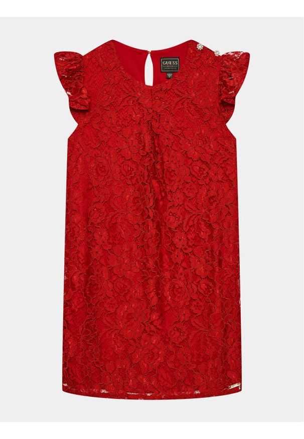 Guess Sukienka codzienna J3BK03 WFS60 Czerwony Regular Fit. Okazja: na co dzień. Kolor: czerwony. Materiał: bawełna. Typ sukienki: proste. Styl: casual
