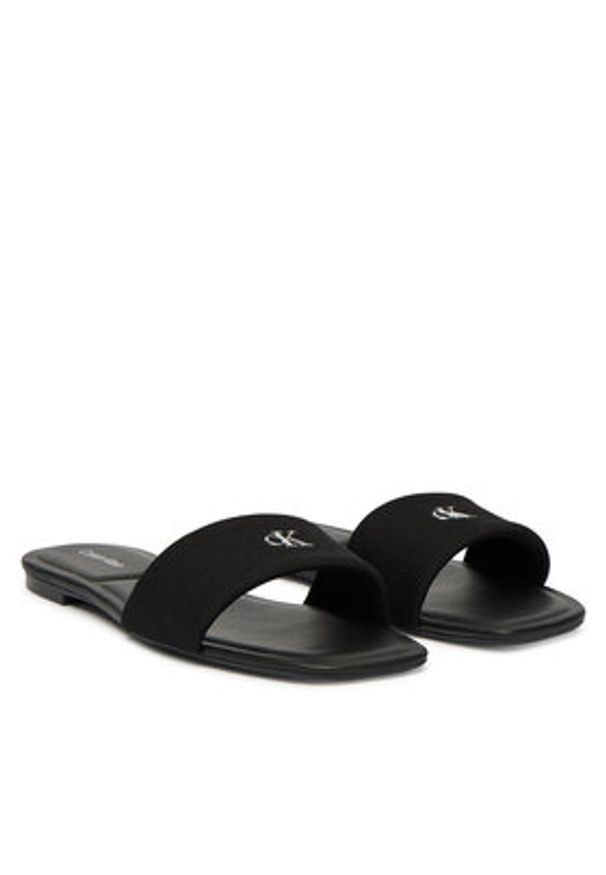 Calvin Klein Klapki Square Flat Sndl Canvas Hw HW0HW03129 Czarny. Kolor: czarny. Materiał: materiał