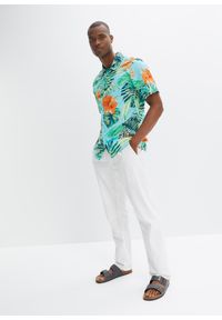 bonprix - Koszula z krótkim rękawem z czystej bawełny. Kolor: niebieski. Materiał: bawełna. Długość rękawa: krótki rękaw. Długość: krótkie. Wzór: nadruk #3