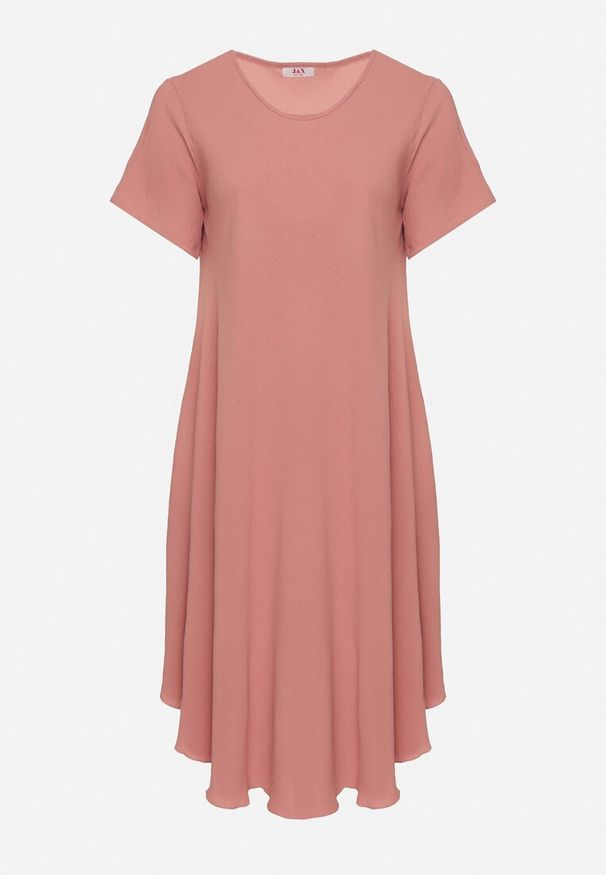 Born2be - Różowa Rozkloszowana Sukienka z Bawełną Elzedia. Okazja: na co dzień. Kolor: różowy. Materiał: bawełna. Typ sukienki: rozkloszowane. Styl: casual, elegancki