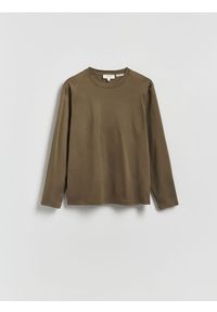 Reserved - Longsleeve z merceryzowanej bawełny - zielony. Kolor: zielony. Materiał: bawełna. Długość rękawa: długi rękaw #1