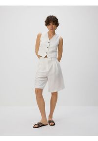 Reserved - Kamizelka z dodatkiem lnu - złamana biel. Materiał: len #1