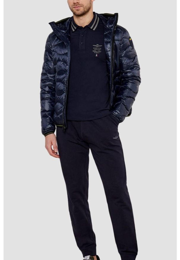 Aeronautica Militare - AERONAUTICA MILITARE Granatowy męski longsleeve polo Frecce Tricolori. Typ kołnierza: polo. Kolor: niebieski. Materiał: bawełna. Długość rękawa: długi rękaw