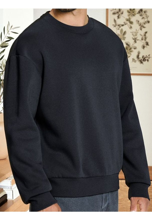 Sinsay - Bluza basic comfort fit - niebieski. Kolor: niebieski