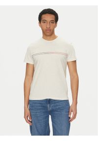 Tommy Jeans T-Shirt Entry Graphic DM0DM20779 Beżowy Slim Fit. Kolor: beżowy. Materiał: bawełna