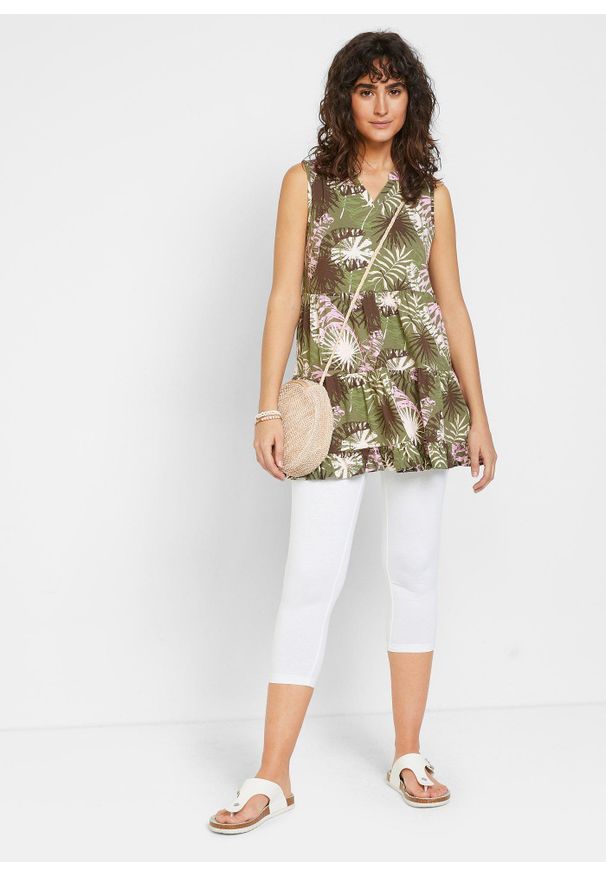 bonprix - Legginsy rybaczki z wygodną talią. Kolor: biały