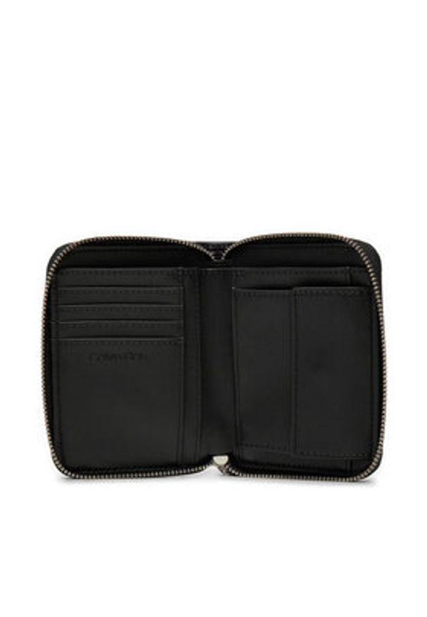 Calvin Klein Mały Portfel Damski Mini Line Quilt Md Zip Around K60K613064 Czarny. Kolor: czarny. Materiał: skóra