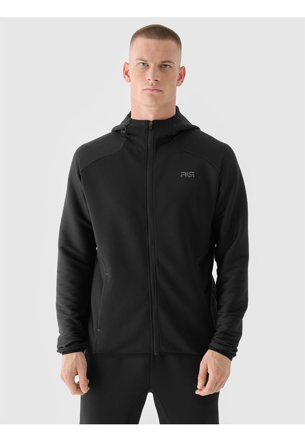 4f - 4F Bluza treningowa szybkoschnąca męska 4F x Robert Lewandowski - czarna XXL. Typ kołnierza: kaptur. Kolor: czarny. Materiał: włókno, jersey, dzianina, materiał, elastan, poliester. Długość rękawa: raglanowy rękaw. Wzór: jednolity, gładki, ze splotem. Styl: sportowy