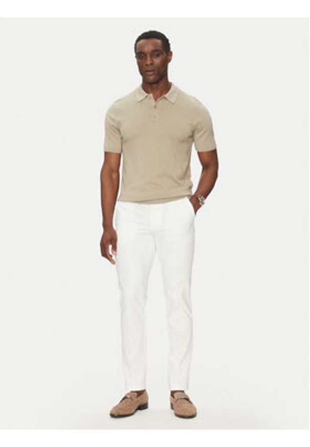 BOSS Spodnie materiałowe Kaito1_T 50487754 Biały Slim Fit. Kolor: biały. Materiał: bawełna, syntetyk