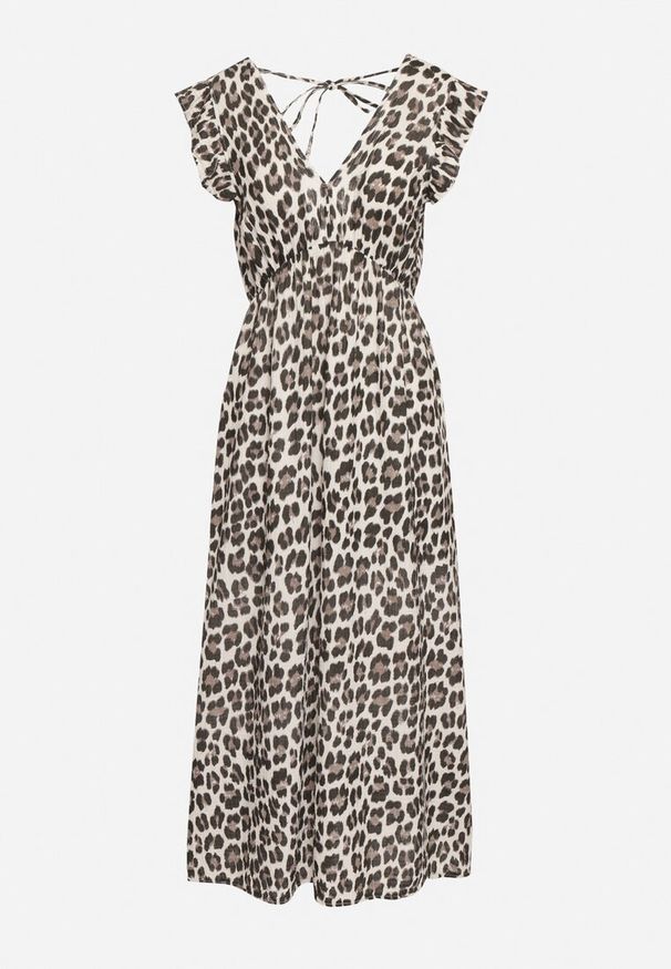 Born2be - Brązowa Bawełniana Sukienka Boho Wiązana z Tyłu Brynivia. Okazja: na co dzień, na spacer. Kolor: brązowy. Materiał: bawełna. Długość rękawa: krótki rękaw. Typ sukienki: proste. Styl: boho