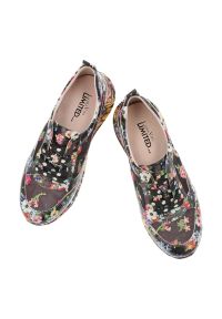 Sneakersy damskie Laura Vita, cholewka ze skóry naturalnej z delikatną siateczką wzór kwiatowy sznurowane lekka podeszwa wygodny fason, czarne, Jocta. Kolor: czarny. Materiał: skóra. Szerokość cholewki: normalna. Wzór: kwiaty #3