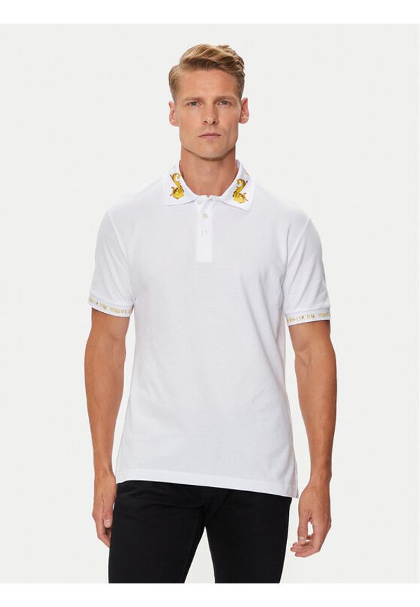 Versace Jeans Couture Polo 76GAGT00 Biały Regular Fit. Typ kołnierza: polo. Kolor: biały. Materiał: bawełna