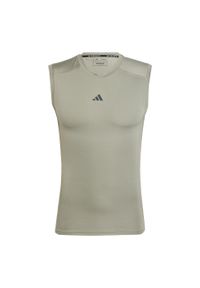 Adidas - Koszulka TECHFIT Compression Training Sleeveless. Kolor: szary. Materiał: materiał. Długość rękawa: bez rękawów. Technologia: Techfit (Adidas) #2