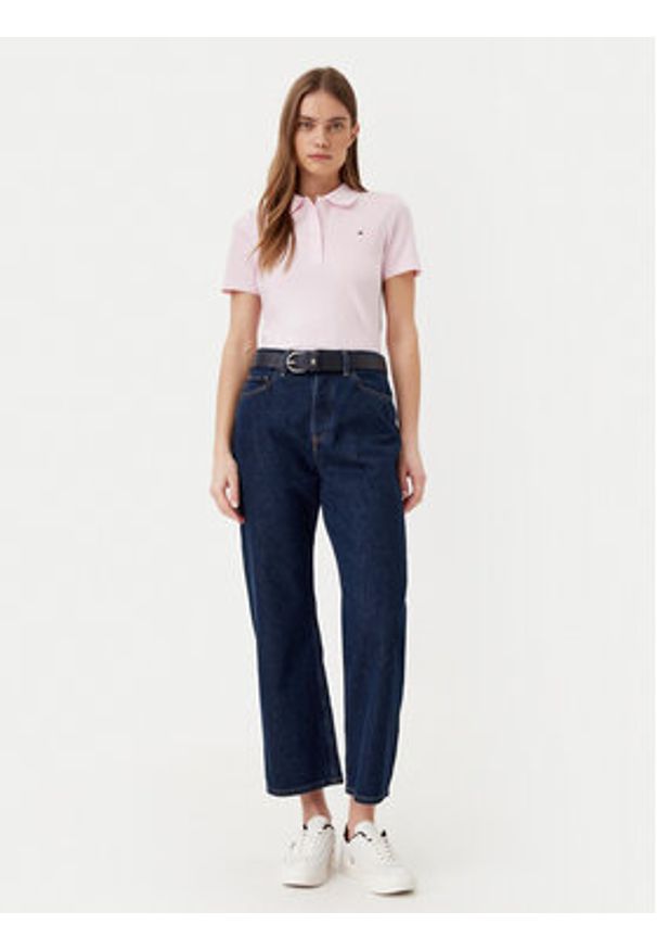 TOMMY HILFIGER - Tommy Hilfiger Polo 1985 WW0WW43225 Różowy Slim Fit. Typ kołnierza: polo. Kolor: różowy. Materiał: bawełna