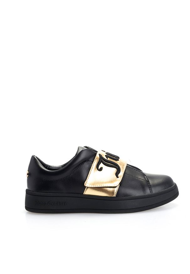 Juicy Couture Sneakersy "Cynthia" | B4JJ203 | Cynthia Low Top Velcro | Kobieta | Czarny, Złoty. Wysokość cholewki: przed kostkę. Nosek buta: okrągły. Zapięcie: rzepy. Kolor: wielokolorowy, czarny, złoty. Materiał: skóra