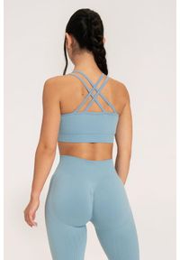 GYM GLAMOUR - Stanik fitness cardio damski Gym Glamour push up 2.0. Kolor: niebieski. Rodzaj stanika: push-up. Sport: fitness