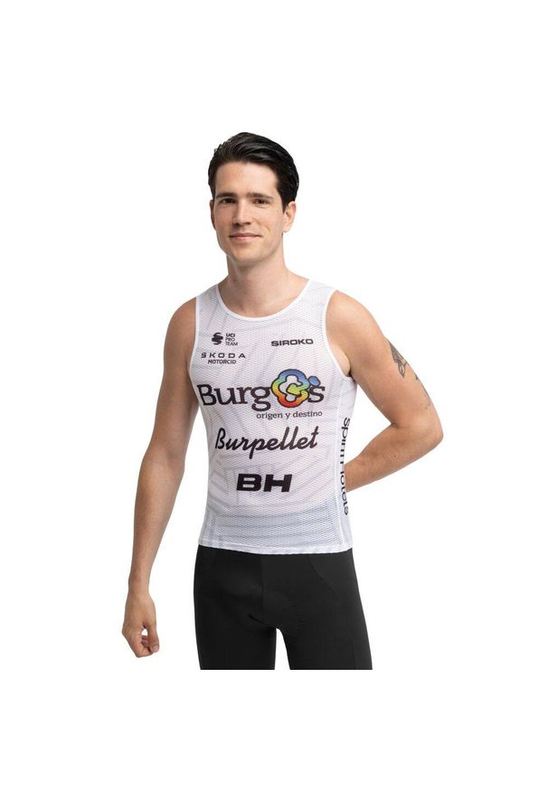 SIROKO - Męska kolarska podkoszulka potówka Burgos Burpellet BH x Siroko Siroko BBBH BL. Kolor: biały. Materiał: tkanina, skóra. Sport: kolarstwo