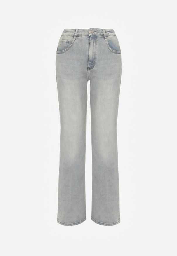 Renee - Jasnoniebieskie Szerokie Jeansy High Waist Lanosisa. Okazja: na co dzień. Stan: podwyższony. Kolor: niebieski. Styl: casual, elegancki