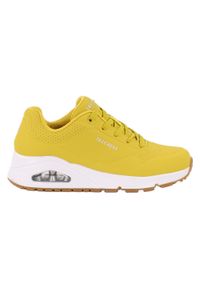 skechers - Buty na co dzień damskie SKECHERS UNO sneakersy. Okazja: na co dzień. Kolor: żółty. Materiał: skóra