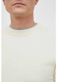 BOSS sweter bawełniany męski kolor czarny lekki. Kolor: beżowy. Materiał: bawełna. Długość rękawa: długi rękaw. Długość: długie. Wzór: gładki #5