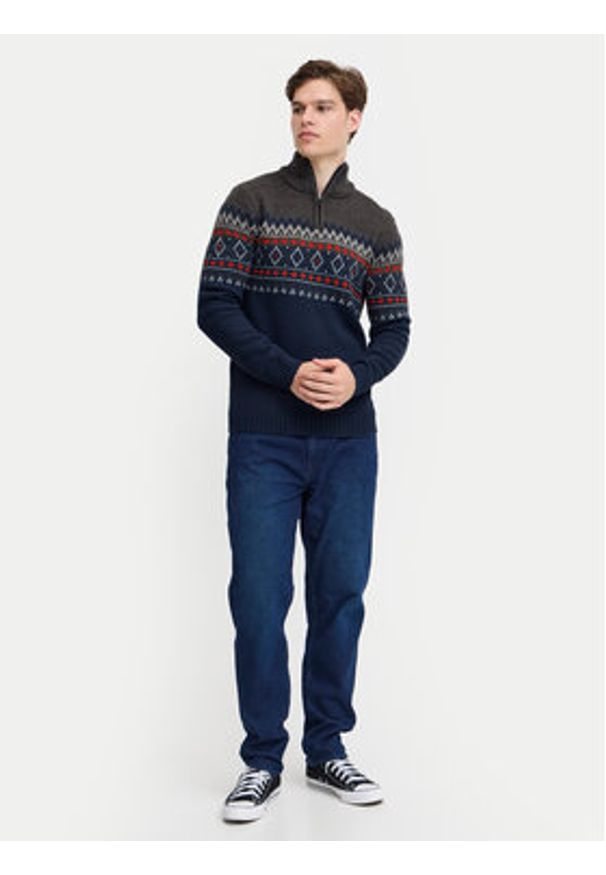 Blend Sweter 20717433 Granatowy Regular Fit. Kolor: niebieski. Materiał: syntetyk