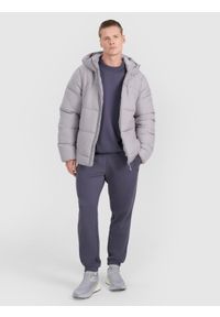 4f - 4F Kurtka puchowa z wypełnieniem syntetycznym męska - szara S. Okazja: na co dzień. Typ kołnierza: kaptur. Kolor: szary. Materiał: puch, syntetyk. Długość: długie. Sezon: zima. Styl: casual, klasyczny, sportowy #2