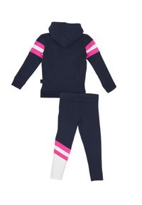 LEONE 1947 APPAREL - Dres dziewczęcy z kapturem i poziomym paskiem Basic. Okazja: na uczelnię. Kolor: niebieski. Materiał: dresówka. Styl: sportowy