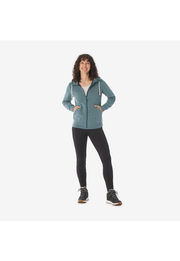 quechua - Bluza turystyczna damska Quechua NH500. Kolor: zielony, niebieski, wielokolorowy. Materiał: poliester, materiał. Sport: turystyka piesza