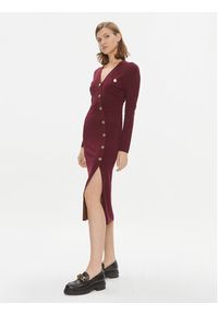 Pinko Sukienka dzianinowa Camoscio 101925 A16I Bordowy Slim Fit. Kolor: czerwony. Materiał: wiskoza