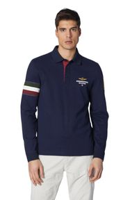 Aeronautica Militare - AERONAUTICA MILITARE Granatowy męski longsleeve polo Jersey, Rozmiar 3XL. Typ kołnierza: polo. Kolor: niebieski. Materiał: jersey. Długość rękawa: długi rękaw #3