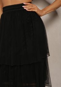 Renee - Czarna Tiulowa Spódnica Rozkloszowana z Plisowaniem High Waist Eveleena. Stan: podwyższony. Kolor: czarny. Materiał: tiul