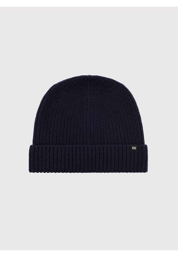Pako Lorente - PAKO LORENTE - Granatowa czapka męska z wełną. Kolor: niebieski. Materiał: wełna. Wzór: prążki. Sezon: zima