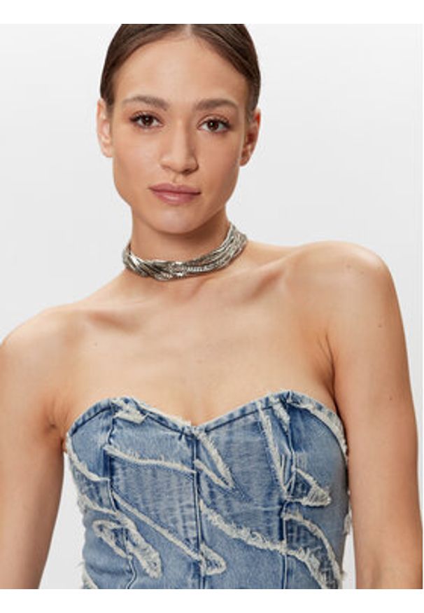 GESTUZ - Gestuz Top Larisa 10906883 Niebieski Slim Fit. Kolor: niebieski. Materiał: bawełna, jeans