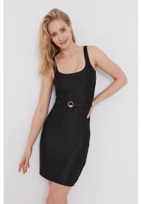 Emporio Armani Underwear - Emporio Armani - Sukienka. Okazja: na plażę. Kolor: czarny. Materiał: dzianina. Długość rękawa: na ramiączkach. Wzór: gładki. Typ sukienki: dopasowane #1