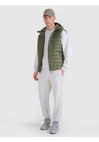 4f - 4F Bezrękawnik puchowy z wypełnieniem syntetycznym męski - khaki M. Okazja: na co dzień. Typ kołnierza: kołnierzyk stójkowy, kaptur. Kolor: oliwkowy, brązowy, wielokolorowy. Materiał: puch, syntetyk. Długość rękawa: bez rękawów. Długość: długie. Styl: casual, klasyczny, sportowy #2