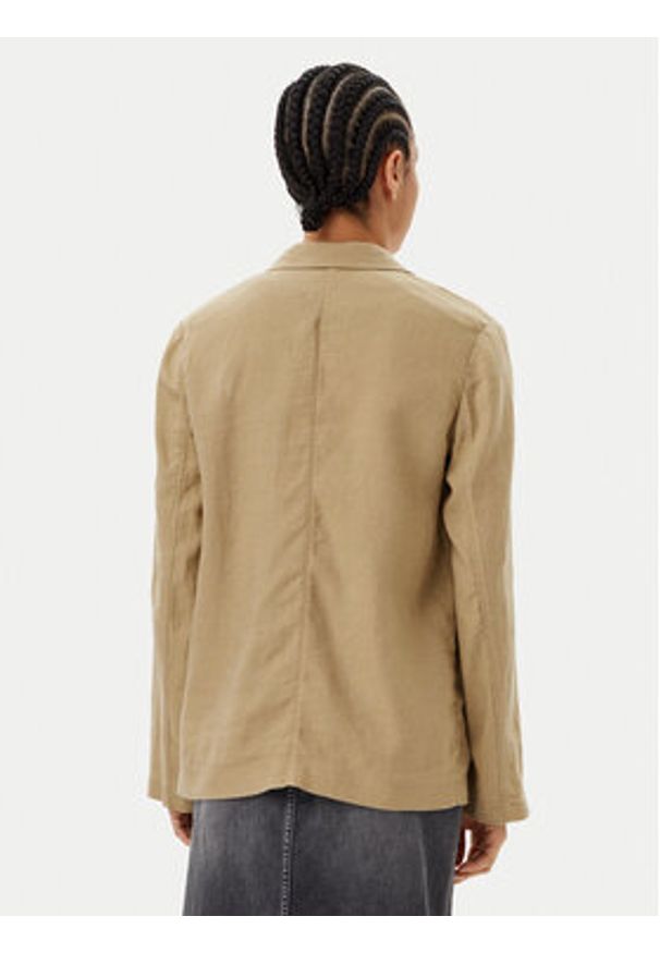 TOMMY HILFIGER - Tommy Hilfiger Marynarka Ess WW0WW44757 Beżowy Regular Fit. Kolor: beżowy. Materiał: len