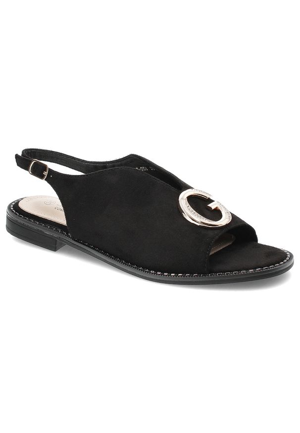 Czarne Sandały S.Barski Eleganckie Obuwie Damskie. Kolor: czarny. Materiał: materiał. Sezon: lato. Styl: elegancki