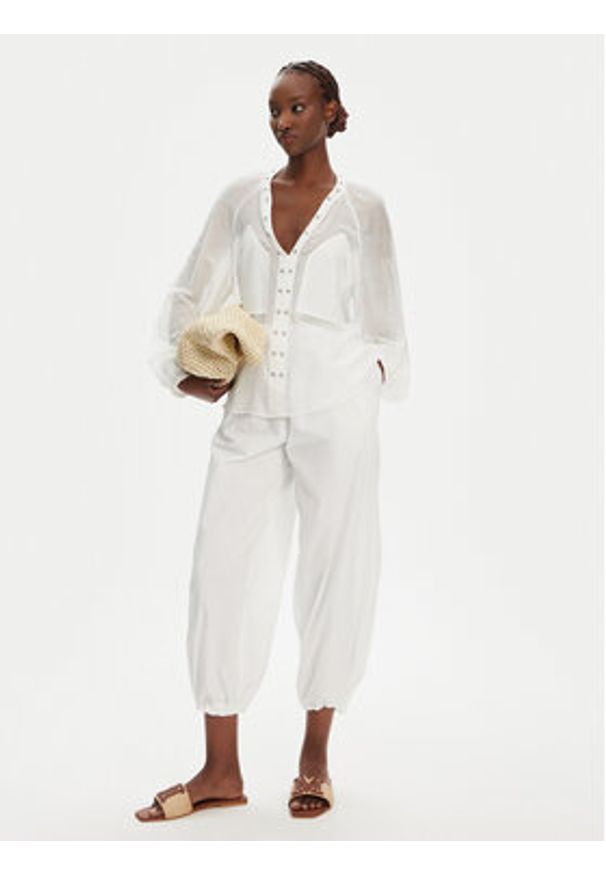 Pinko - PINKO Bluzka Darren 105281 A2M7 Biały Regular Fit. Kolor: biały. Materiał: bawełna