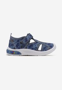 Born2be - Jasnoniebieskie Sandały Sportowe ze Skórzaną Wkładką i Wycięciami Villara. Kolor: niebieski. Materiał: skóra. Styl: sportowy