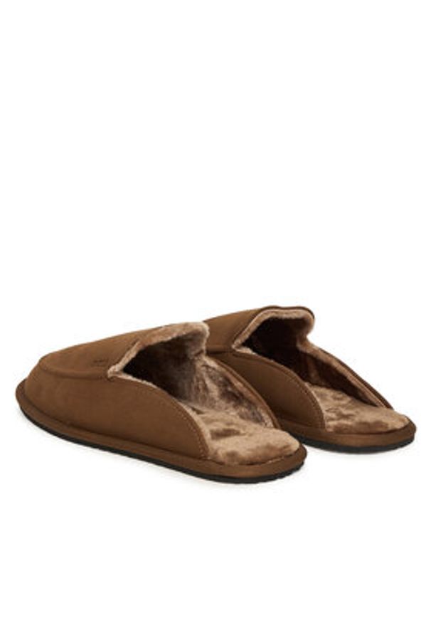 BOSS Kapcie Home 50552598 Brązowy. Kolor: brązowy. Materiał: materiał