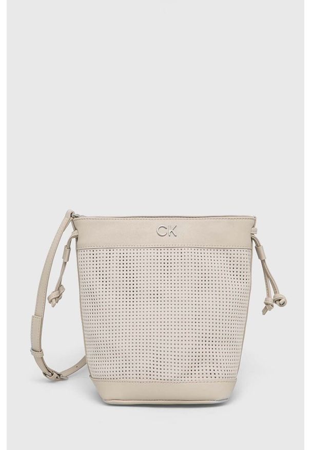 Calvin Klein torebka kolor beżowy. Kolor: beżowy