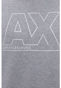 Armani Exchange Bluza męska kolor szary z kapturem z nadrukiem. Okazja: na co dzień. Typ kołnierza: kaptur. Kolor: szary. Materiał: dzianina. Wzór: nadruk. Styl: casual #2