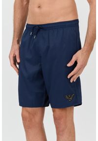 Emporio Armani - EMPORIO ARMANI Granatowe męskie kąpielówki De bain logo brodé, Rozmiar 54. Kolor: niebieski #4