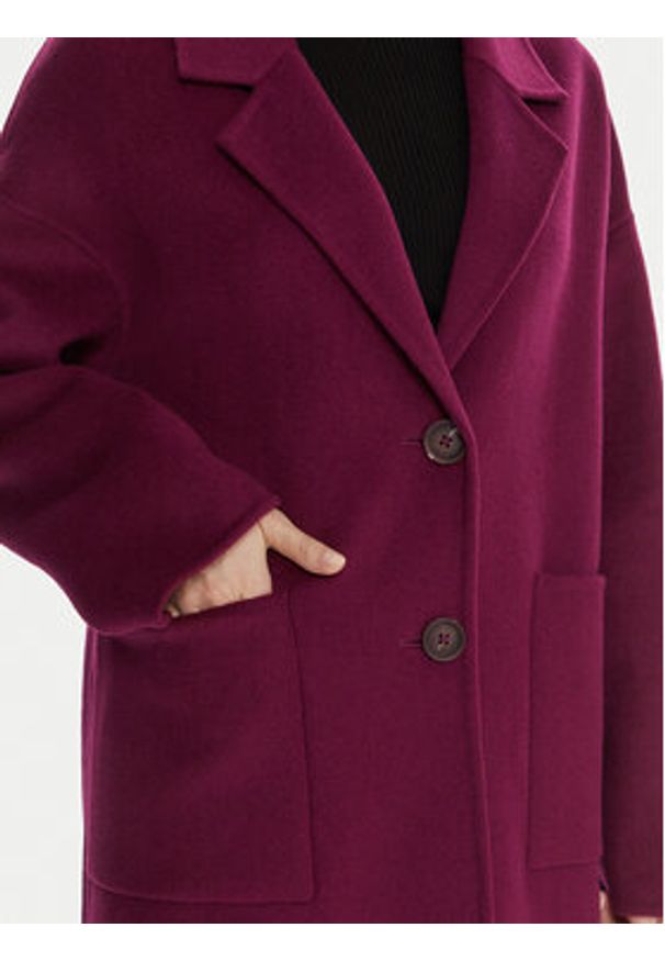 United Colors of Benetton - United Colors Of Benetton Płaszcz wełniany 28F7DN082 Fioletowy Regular Fit. Kolor: fioletowy. Materiał: syntetyk