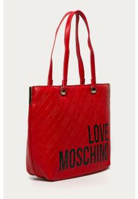Love Moschino - Torebka. Kolor: czerwony. Wzór: gładki. Materiał: skórzane. Rozmiar: duże. Rodzaj torebki: na ramię #5