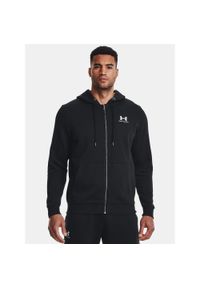 Bluza fitness męska Under Armour Essential Fleece Full Zip Hood. Typ kołnierza: kaptur. Kolor: czarny. Materiał: bawełna. Sport: fitness #1