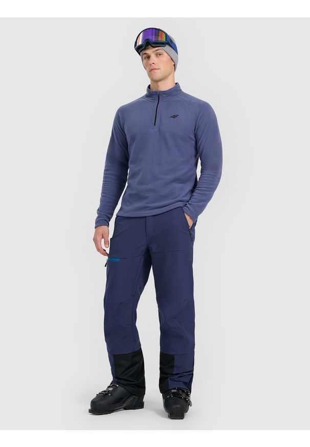 4f - 4F Bielizna termiczna polarowa (góra) męska - granatowa XXL. Typ kołnierza: kołnierzyk stójkowy. Kolor: niebieski. Materiał: polar. Sezon: zima. Sport: wspinaczka