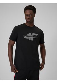 4f - 4F T-shirt regular z nadrukiem męski - czarny XL. Okazja: na co dzień. Kolor: czarny. Materiał: materiał, bawełna. Wzór: nadruk. Styl: casual #1